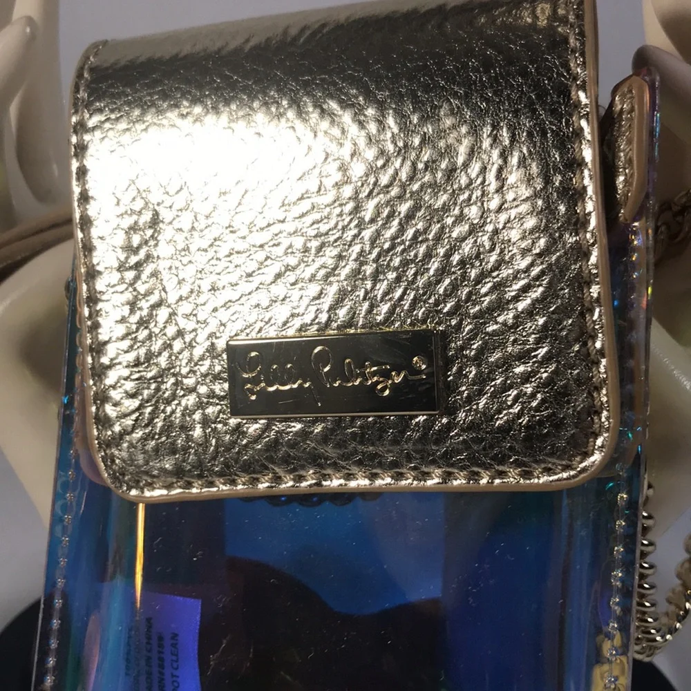 Lilly Pulitzer Hayes Faux Leather Gold & Iridescent Crossbody Phone Concert Bag